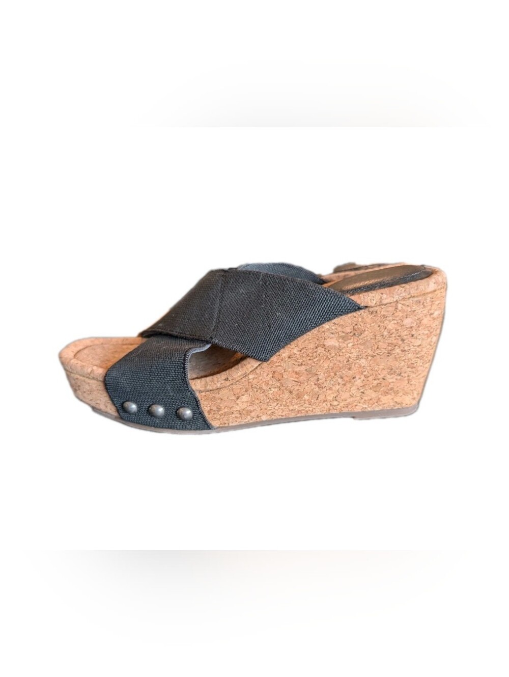 Lucky Brand Wedge Sandals Cork Platform Criss Cross Shoes Women Size US 10 Black